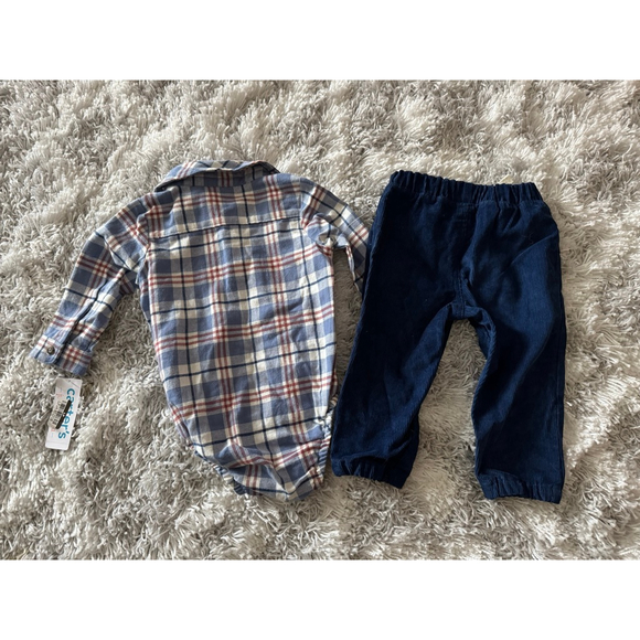 Carters Just One You Baby Boys Two Piece Flannel/Cord Pant Set NWT Sz 12 Months - Picture 5 of 9